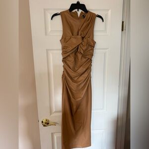 Express Twisted Front Sleeveless Maxi Dress in Camel Brown